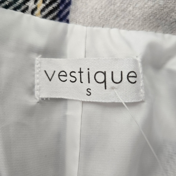 Vestique Chic Plaid Double-Breasted Mistletoe Blazer. Size small. New.Elegant - Picture 7 of 7